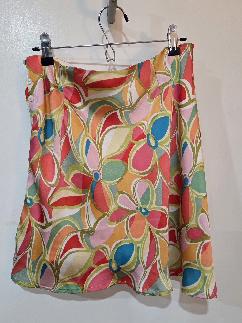 Promesa Multicolor Floral A-Line Skirt - Pink, Coral, Blue, Green